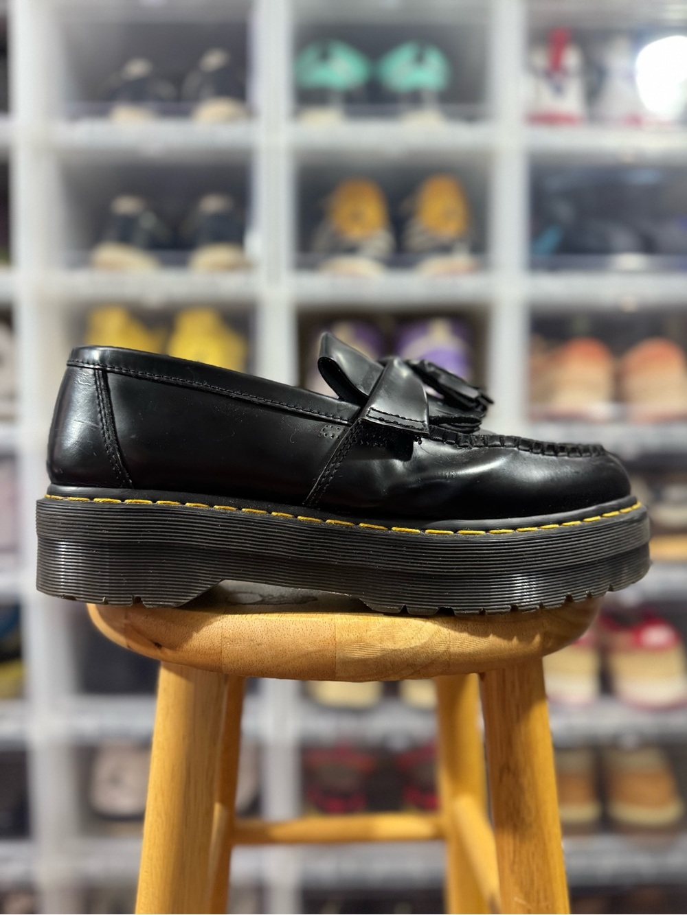 Dr. Martens Adrian Quad Platform Black Tassel Loafers